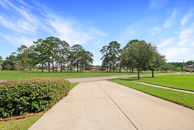 view of property's community with a yard