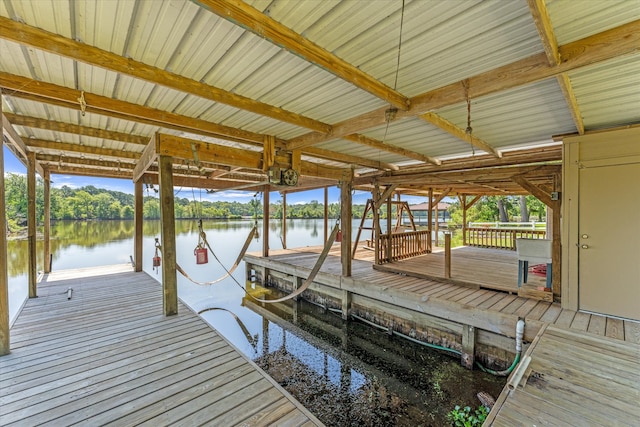 view of dock featuring a water view