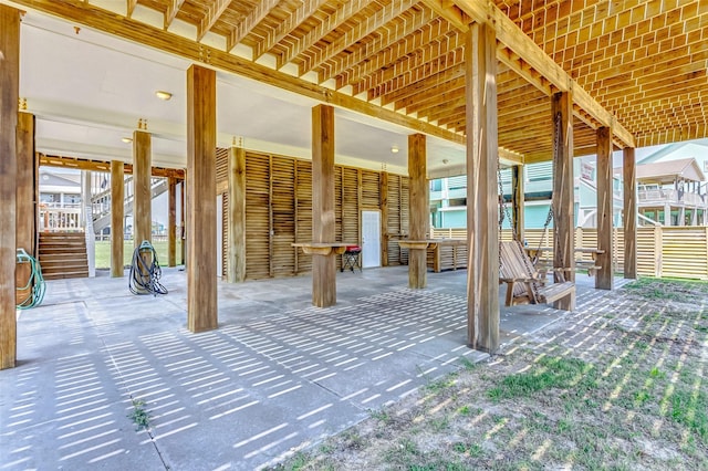 view of patio / terrace featuring stairway