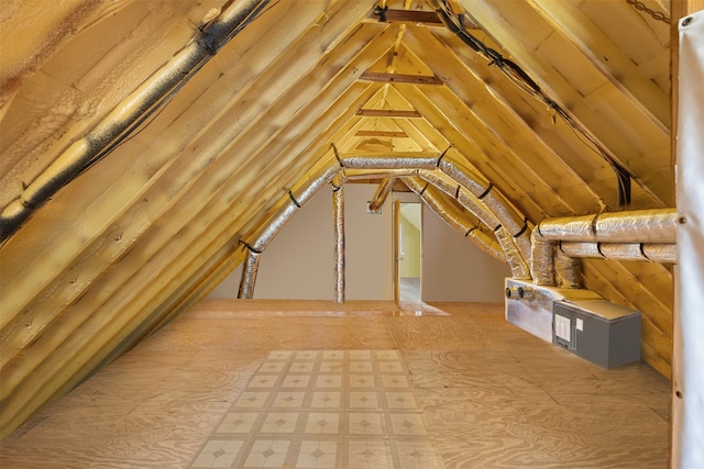 view of unfinished attic