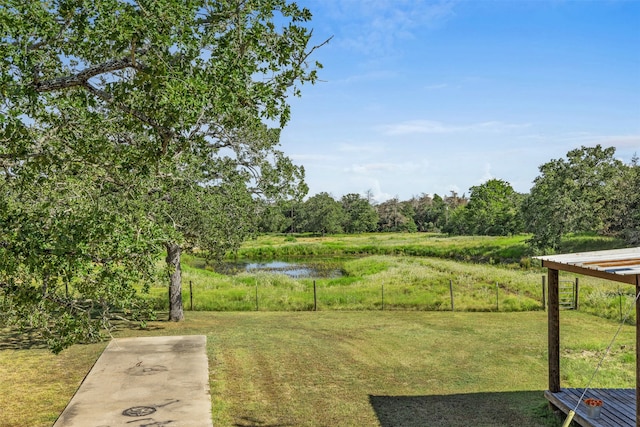 view of yard with a water view