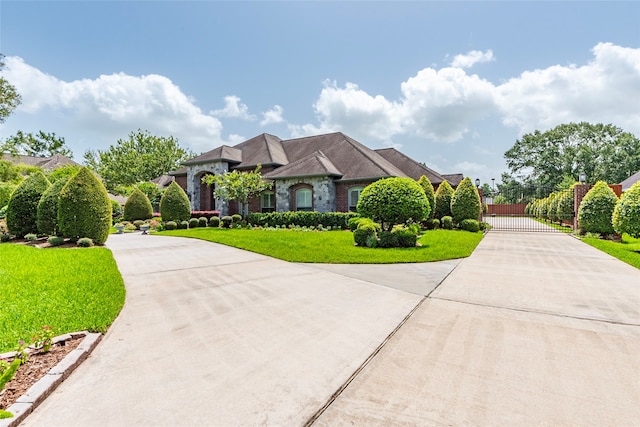 view of front of property featuring a front yard