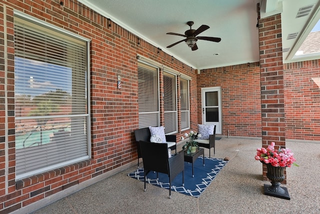 view of patio / terrace with a ceiling fan