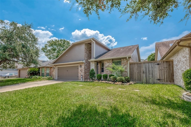 front facade featuring a garage and a front lawn