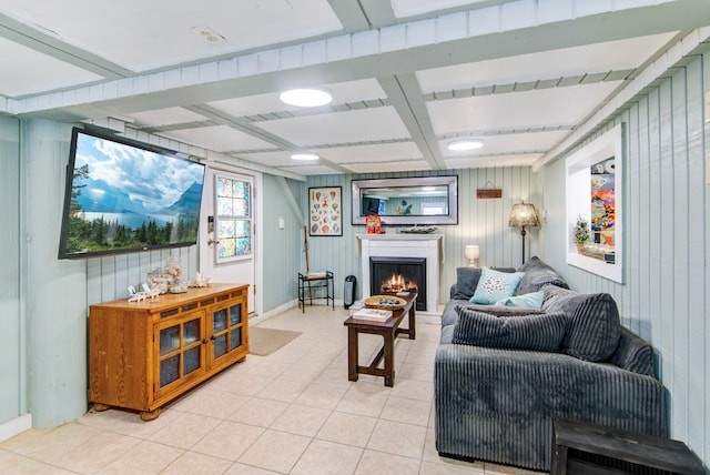 view of tiled living room