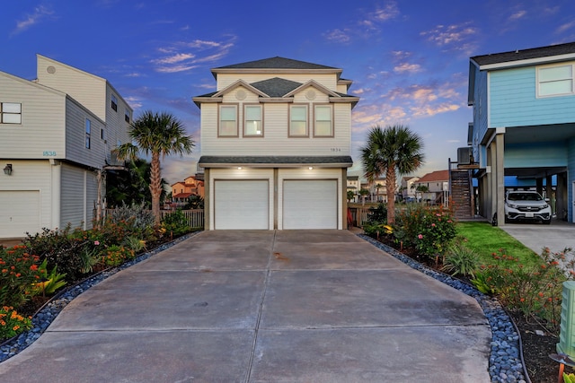 view of front of house with a garage