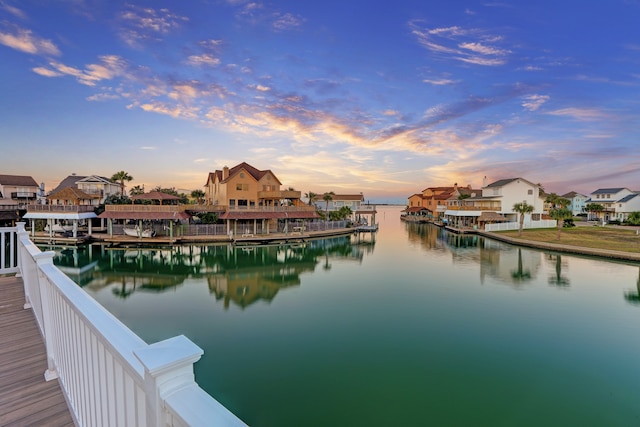 view of dock featuring a water view