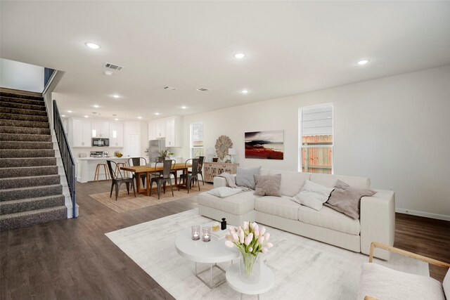 living room with wood-type flooring