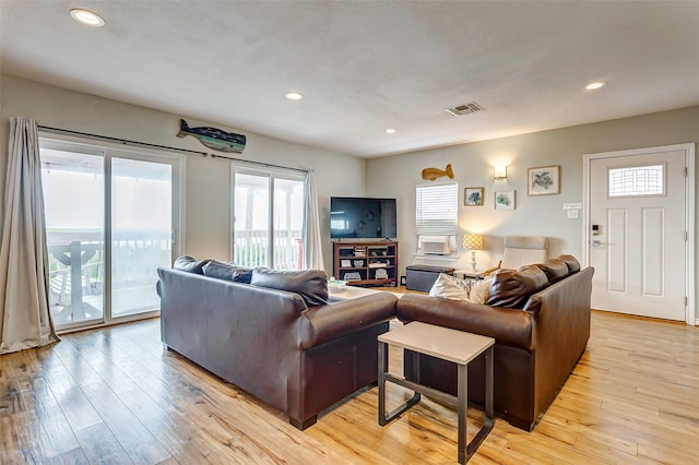 living room featuring light hardwood / wood-style flooring