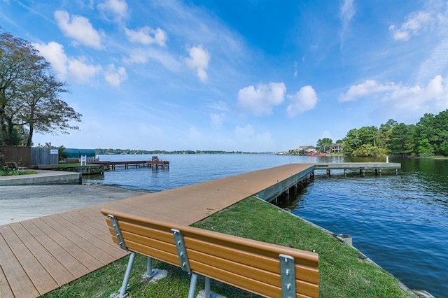 view of dock featuring a water view