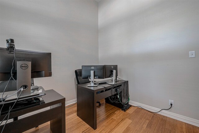 office area with light wood-type flooring