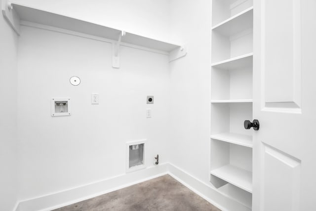 clothes washing area featuring carpet flooring, hookup for a washing machine, hookup for a gas dryer, and electric dryer hookup