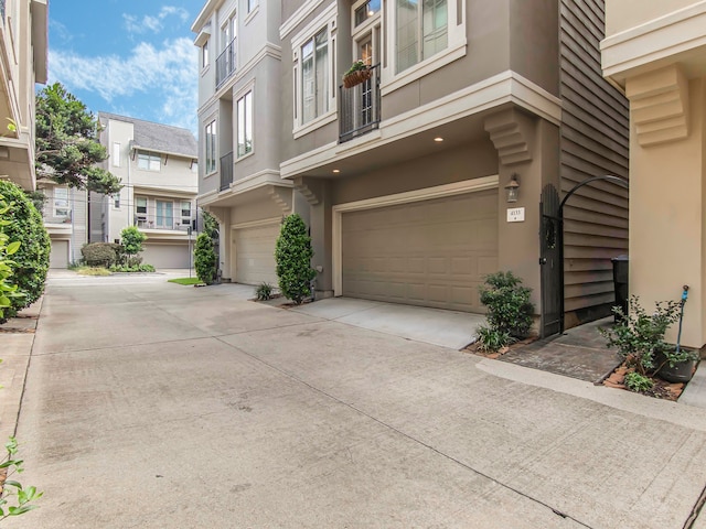 exterior space featuring a garage