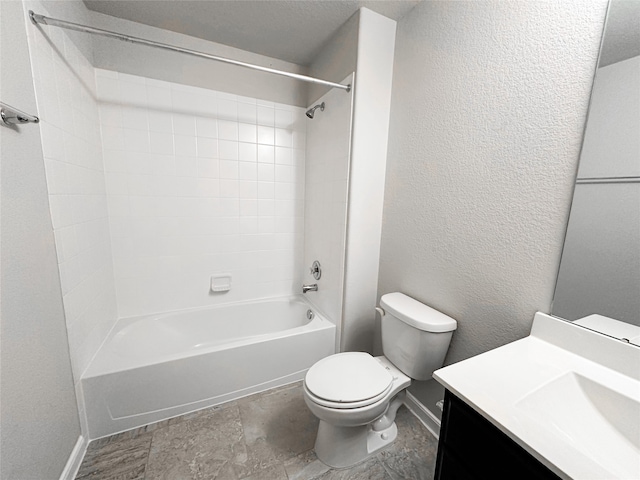 full bathroom featuring vanity, toilet, and bathtub / shower combination