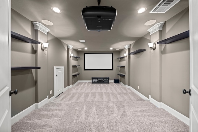 view of carpeted home theater