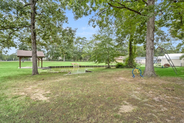 view of yard with a gazebo