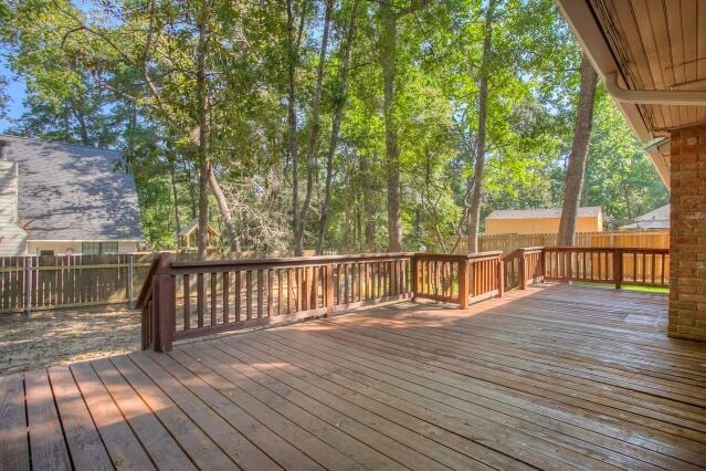 deck featuring a fenced backyard