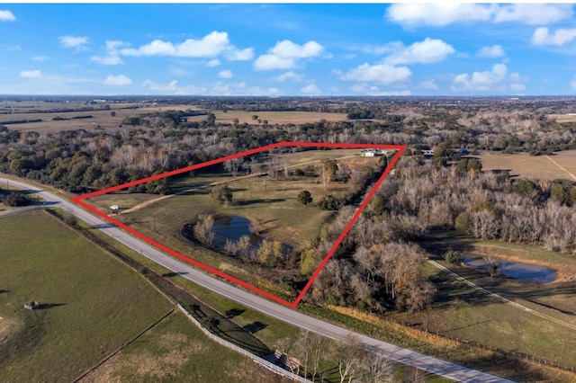 aerial view featuring a rural view