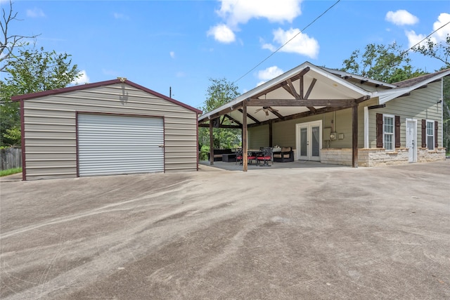 garage with french doors