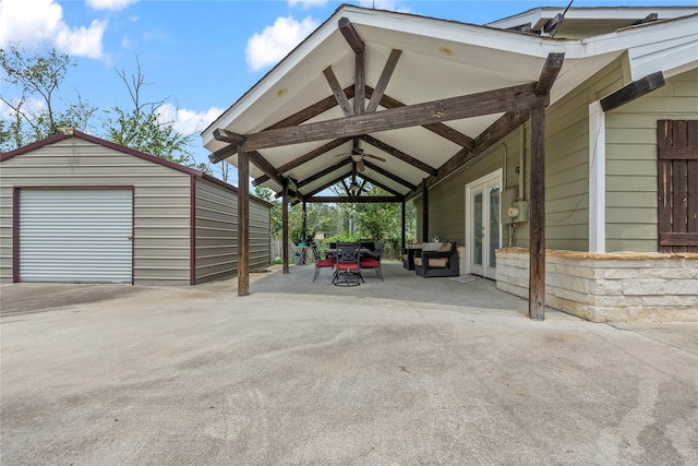 view of car parking with a garage