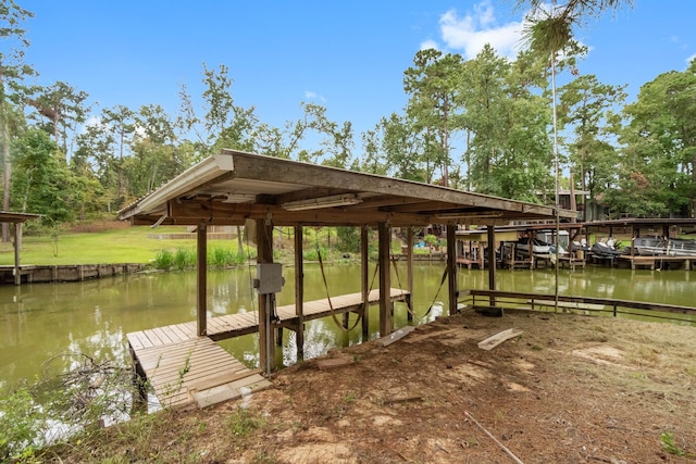 view of dock featuring a water view