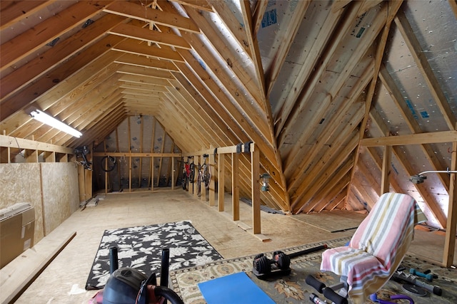 view of unfinished attic