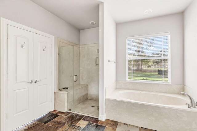 bathroom with plus walk in shower