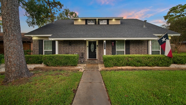 view of front of house with a lawn