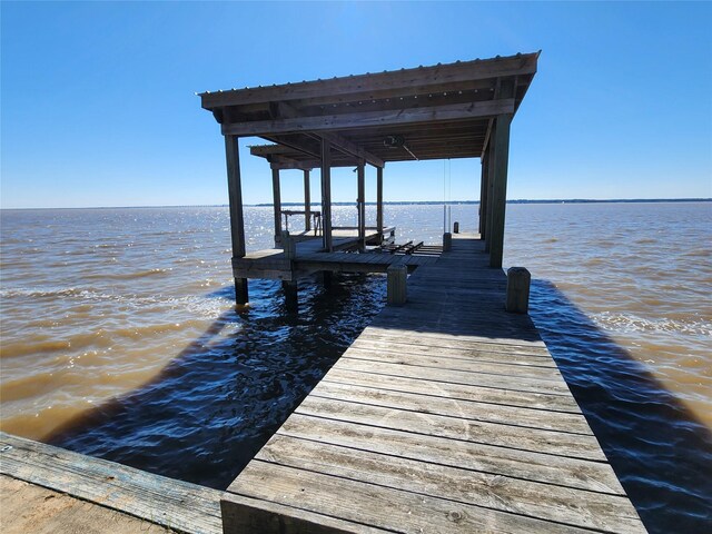 view of dock featuring a water view