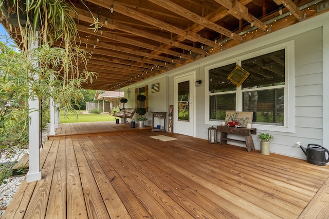 wooden terrace with french doors