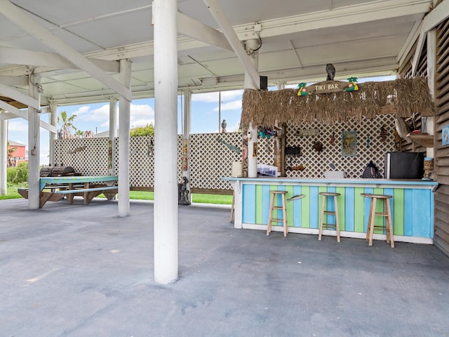 view of patio / terrace with an outdoor bar