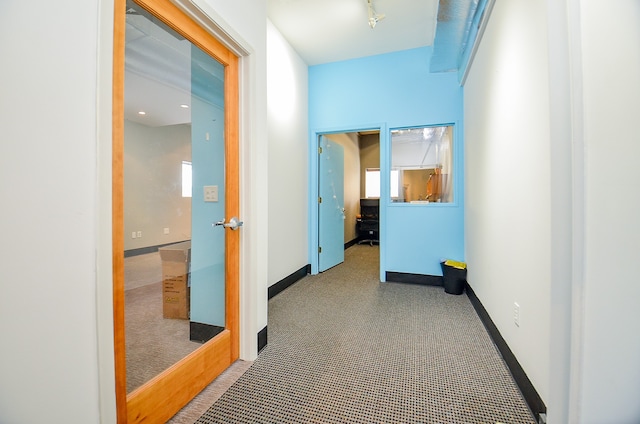 hallway with carpet