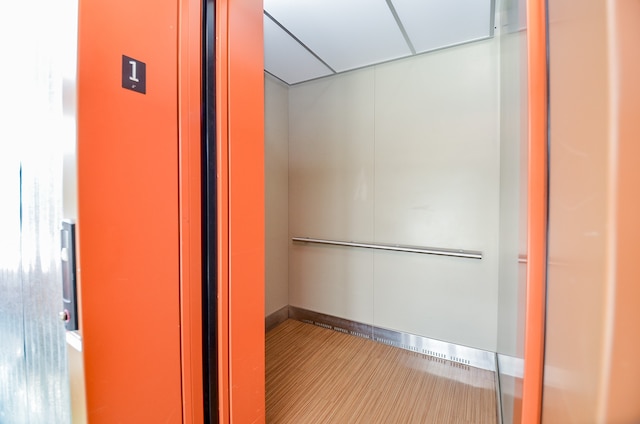 interior space with elevator