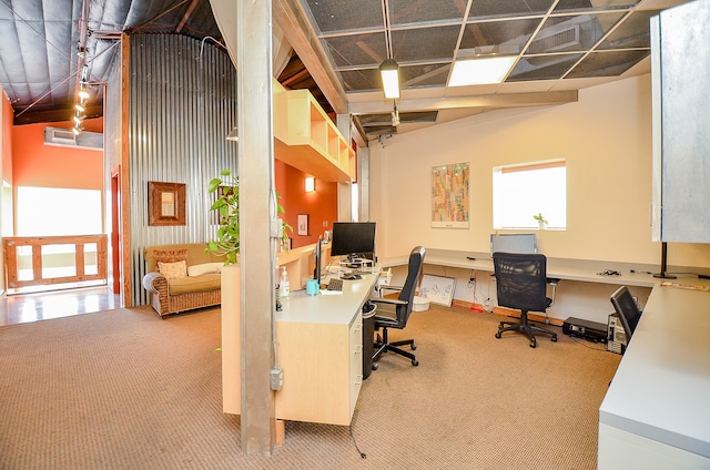 view of carpeted office space