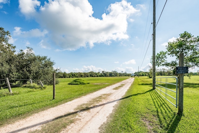 view of street with a rural view