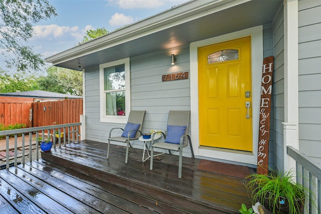 deck featuring a porch