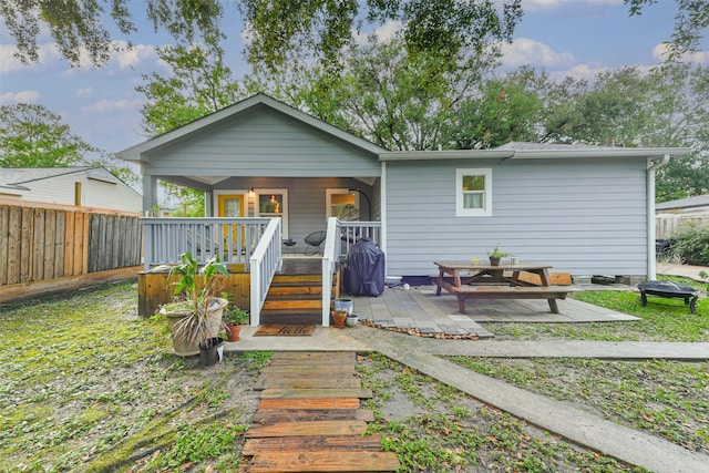 view of front of house featuring a patio area