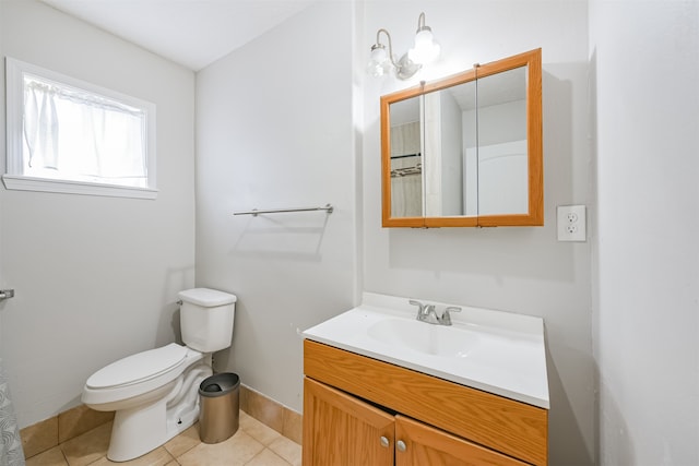 bathroom featuring tile patterned flooring, vanity, and toilet