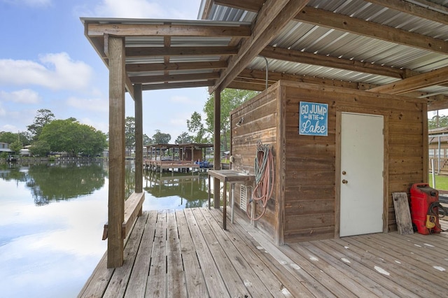 dock area featuring a water view