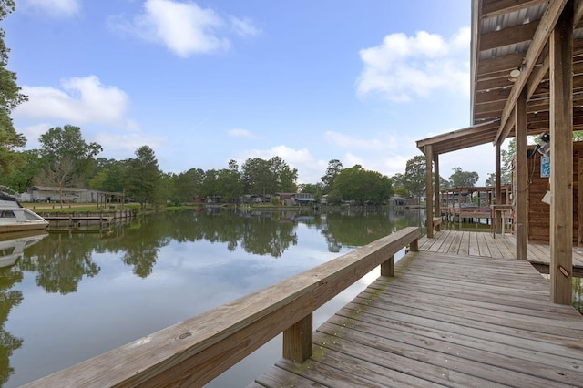 dock area featuring a water view