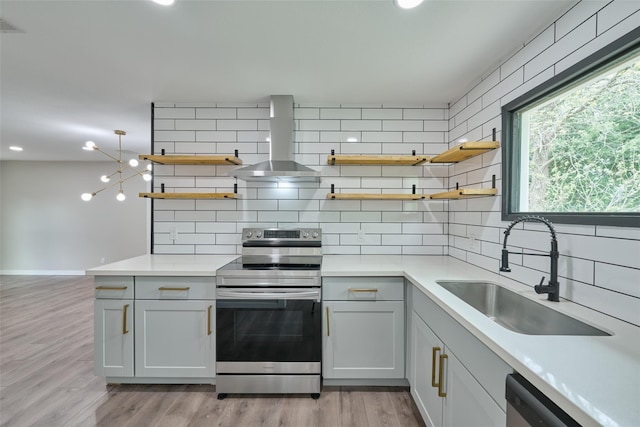 kitchen featuring white cabinets, stainless steel electric range oven, dishwasher, and sink