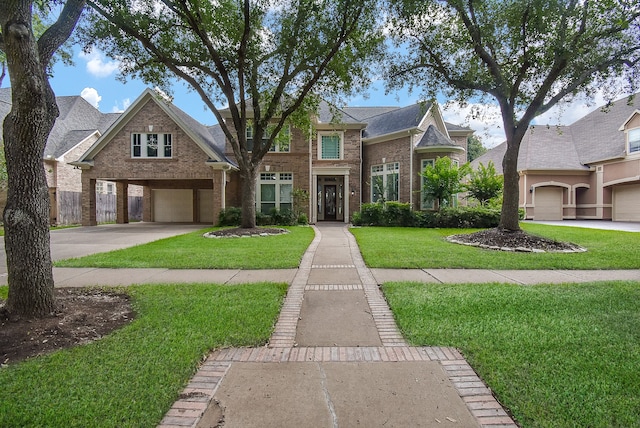 view of front of home featuring a garage and a front yard