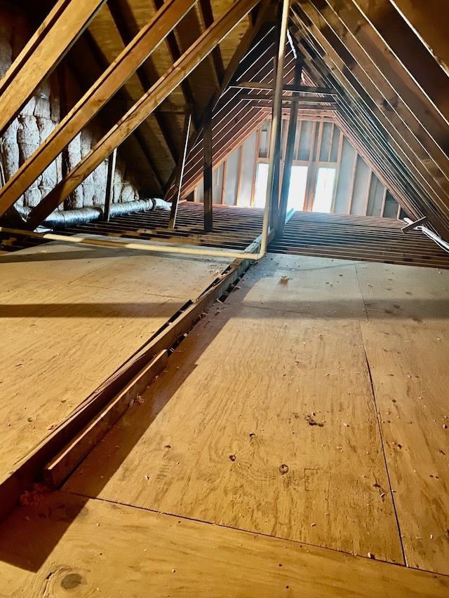 view of unfinished attic