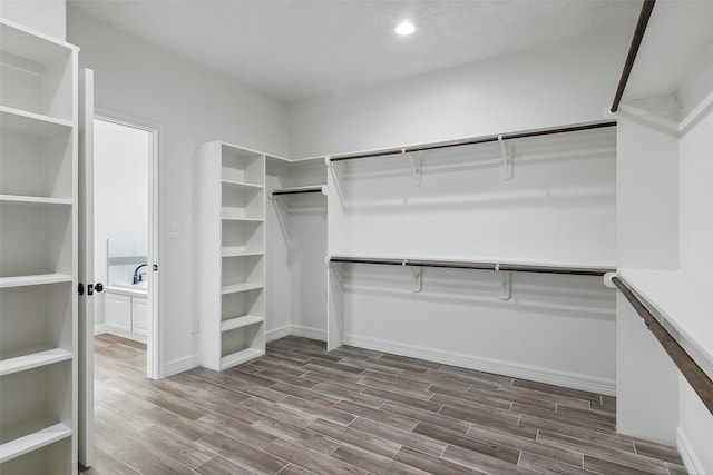 spacious closet with wood-type flooring