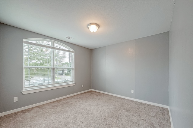 empty room featuring a healthy amount of sunlight, carpet floors, and a textured ceiling