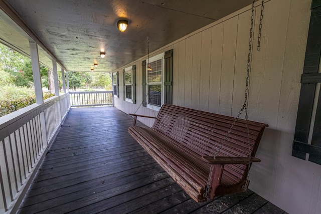 deck featuring covered porch