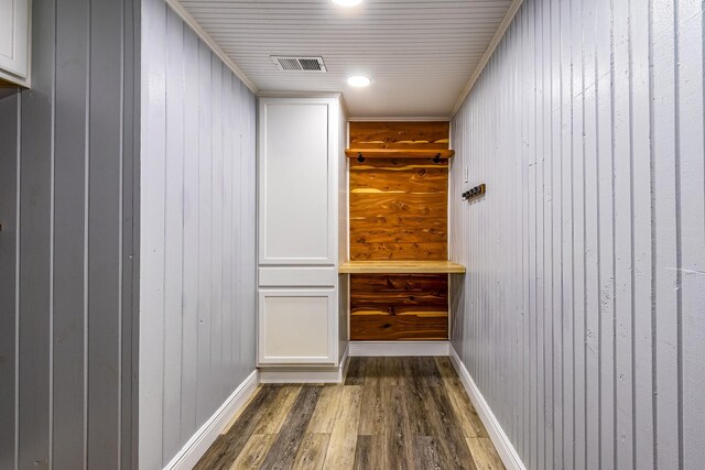 walk in closet featuring dark wood-type flooring