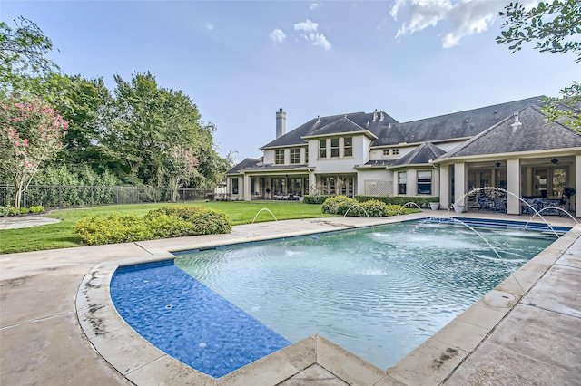 25002 Falling Water Estates Ln, Katy, TX 77494 - view of swimming pool with a patio area and a ceiling fan