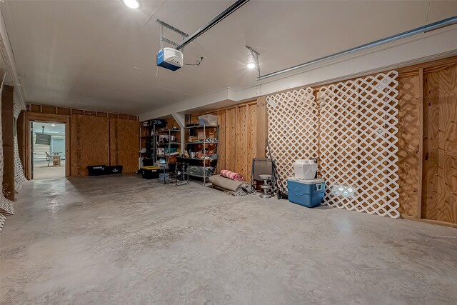 garage with a garage door opener