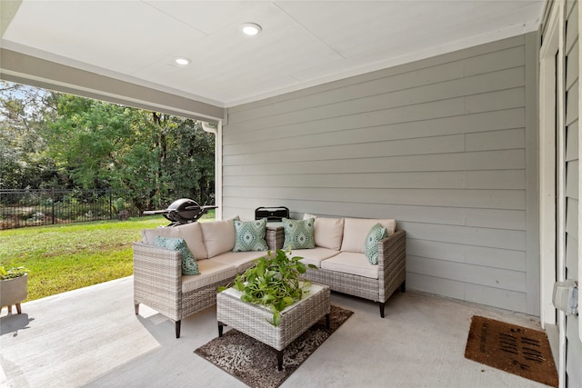 view of patio with an outdoor living space